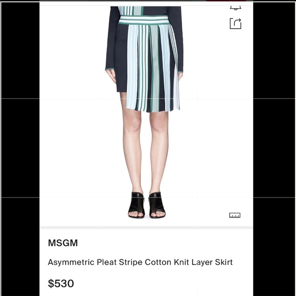 MSGM- Asymmetric Pleat Stripe Cotton Knit Skirt - Picture 9 of 13